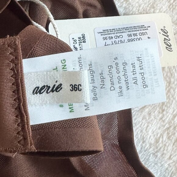 NWT Smoothez by Aerie Mesh Unlined Balconette Bra in Dark Maple Brown - 36C - Picture 5 of 11